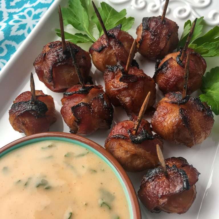 Bacon-Wrapped Water Chestnuts with Spicy Honey Mustard Dip