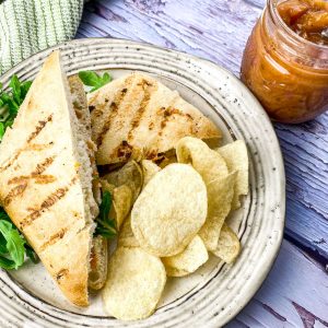 Chicken and Brie Panini with Spicy Peach Compote