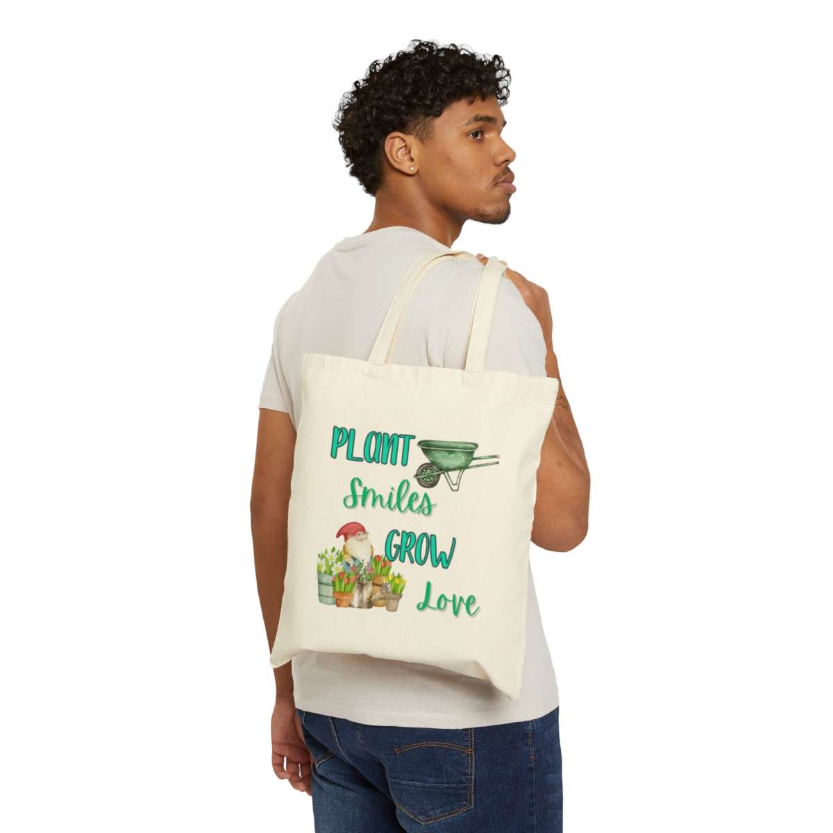 Plant Smiles, Grow Love Tote Bag - Spreading Positivity with Every Step
