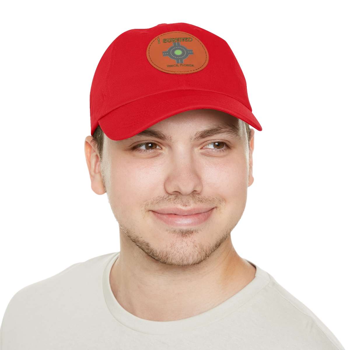 "I Survived" Leather Patch Hat - Conquer the Roundabout of Doom! - Image 26