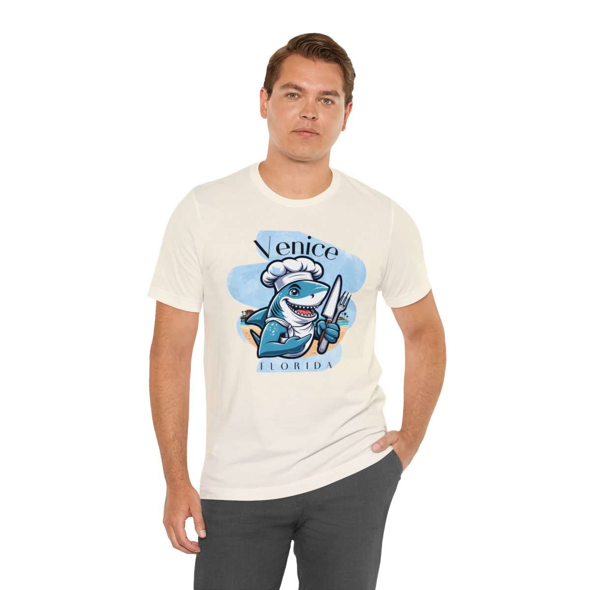 Venice Foodies Shark Chef Adult Tee - Image 55