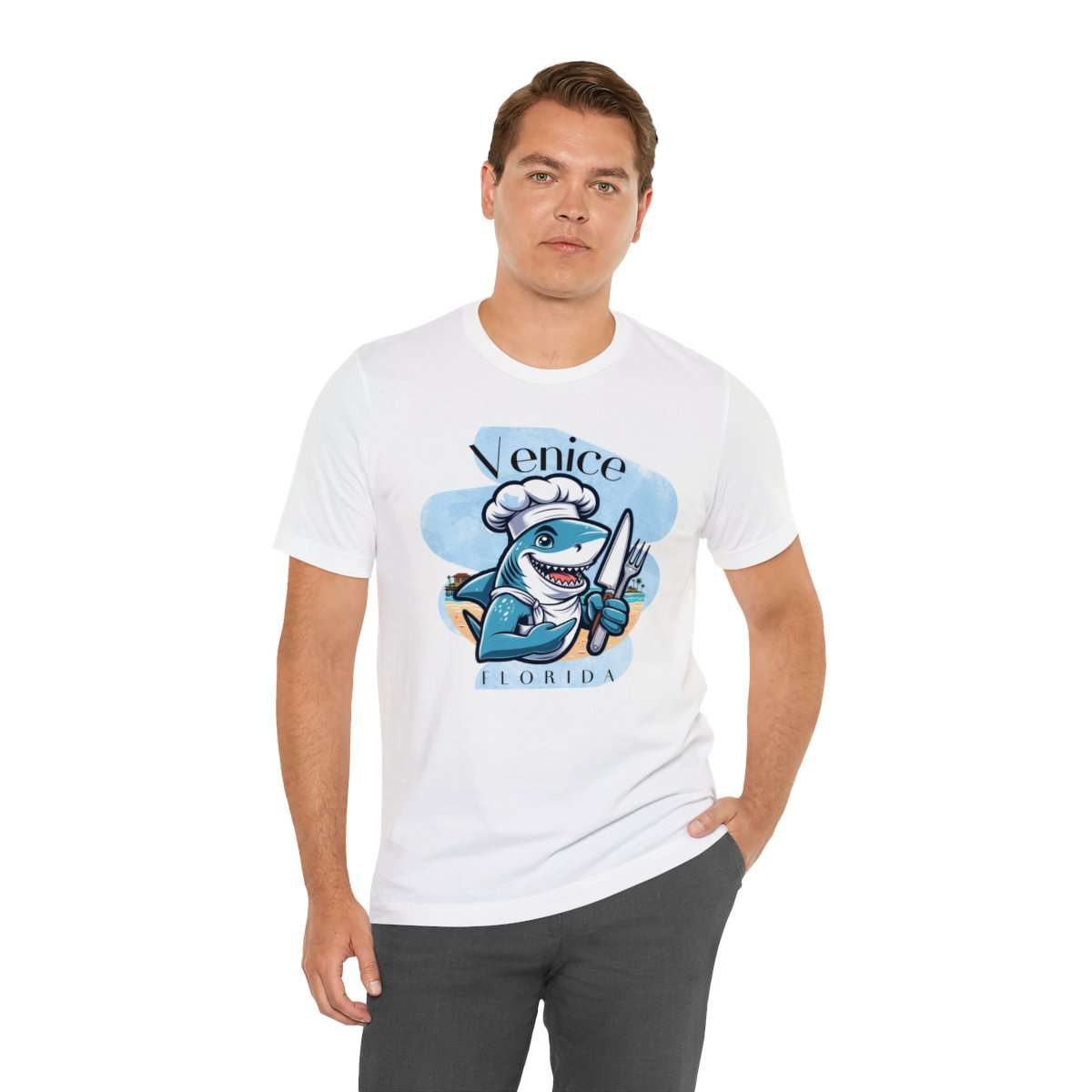 Venice Foodies Shark Chef Adult Tee - Image 19