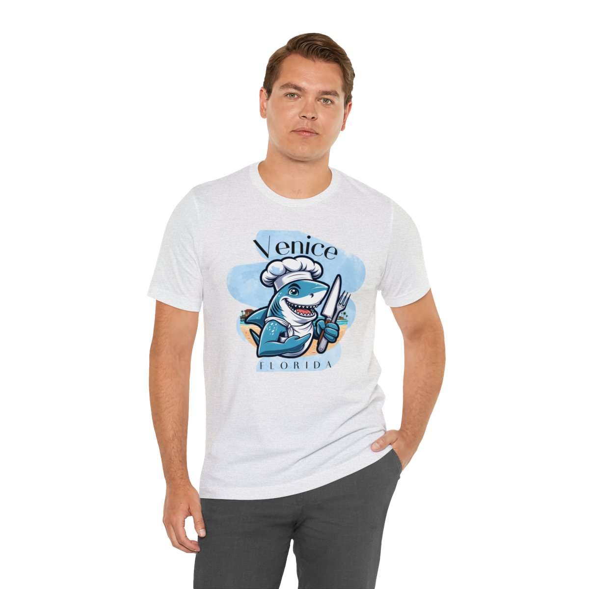 Venice Foodies Shark Chef Adult Tee - Image 31