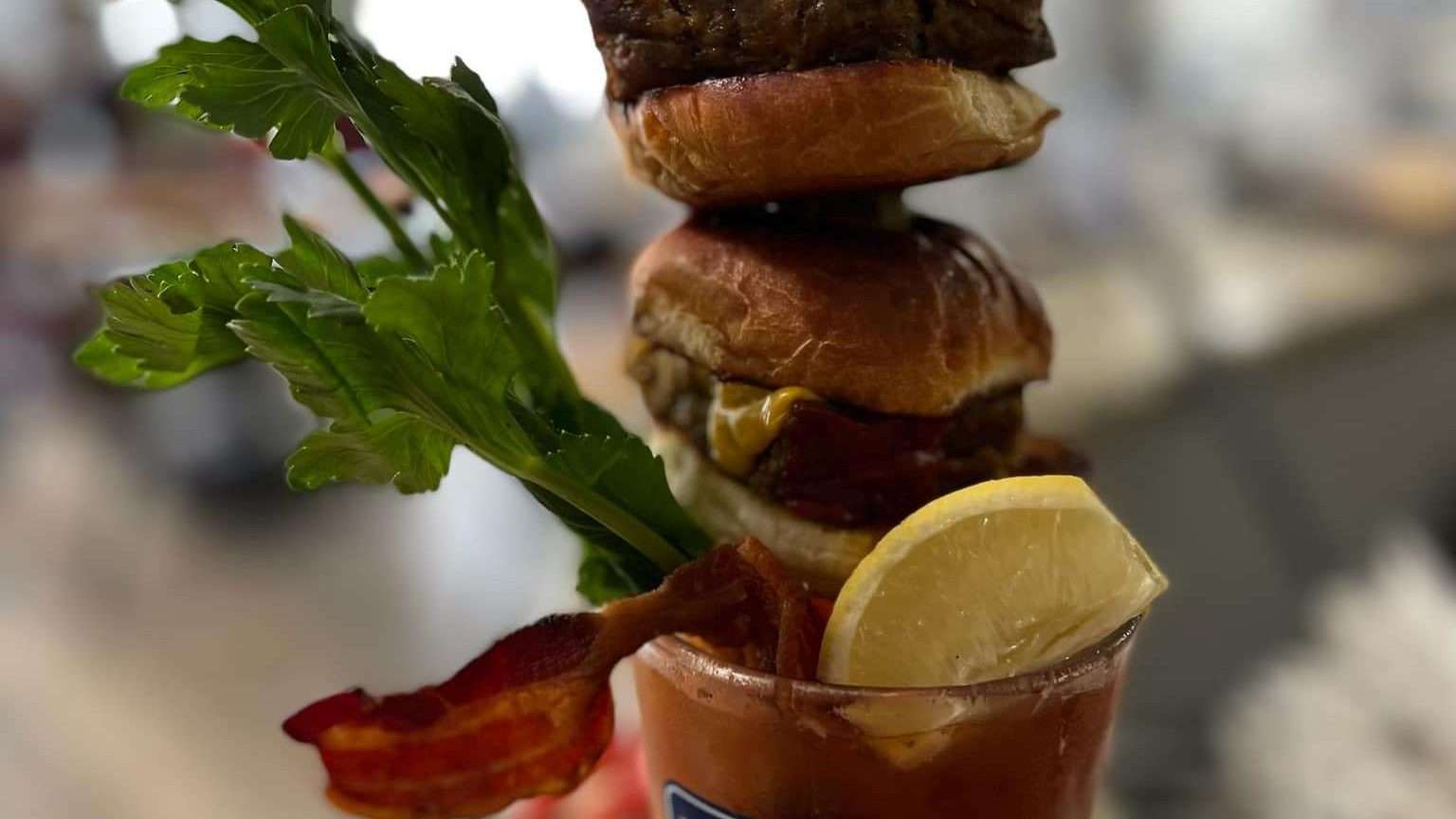 Loaded Bloody Mary at Burgundy Square Cafe in Venice