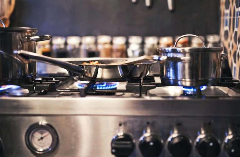 stainless steel cooking pot on stove