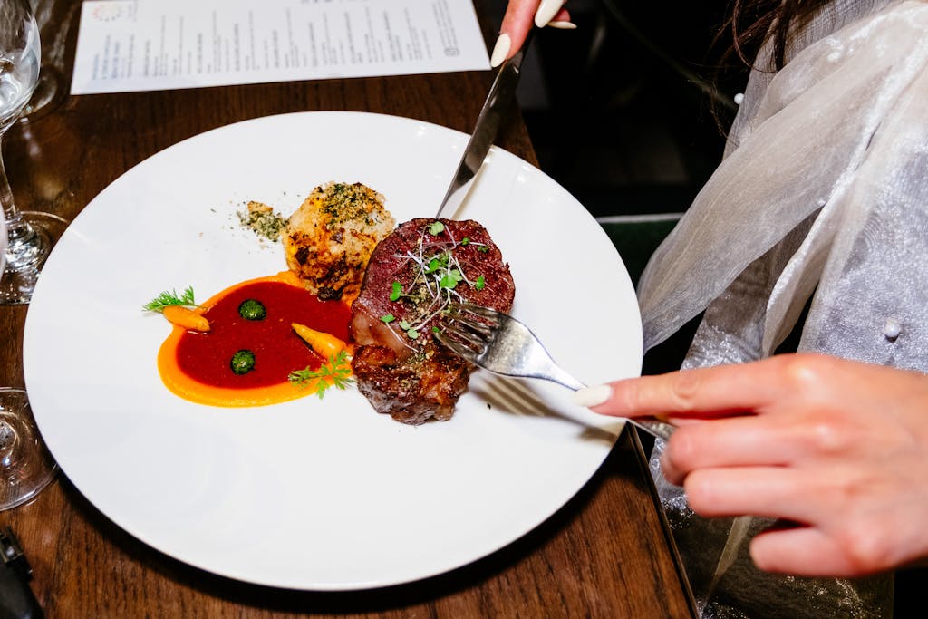 Indulge in a gourmet dining experience with elegantly plated gourmet cuisine in Calgary, Alberta.