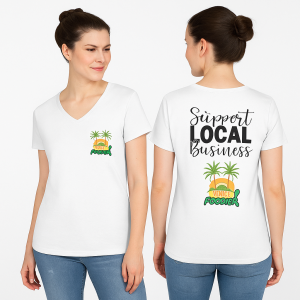 Support Local Business Ladies' V-Neck T-Shirt, Casual Tee, Gift for Entrepreneurs, Summer Fashion, Eco-Friendly Shirt, Small Business Pride