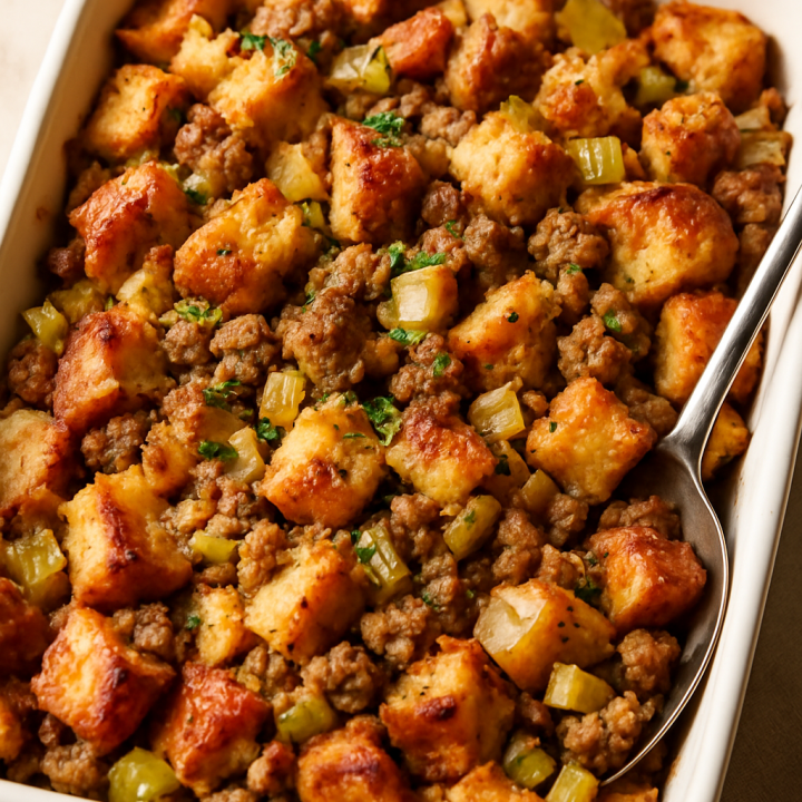 Apple Fritter Bread Stuffing with Sausage Recipe for Thanksgiving