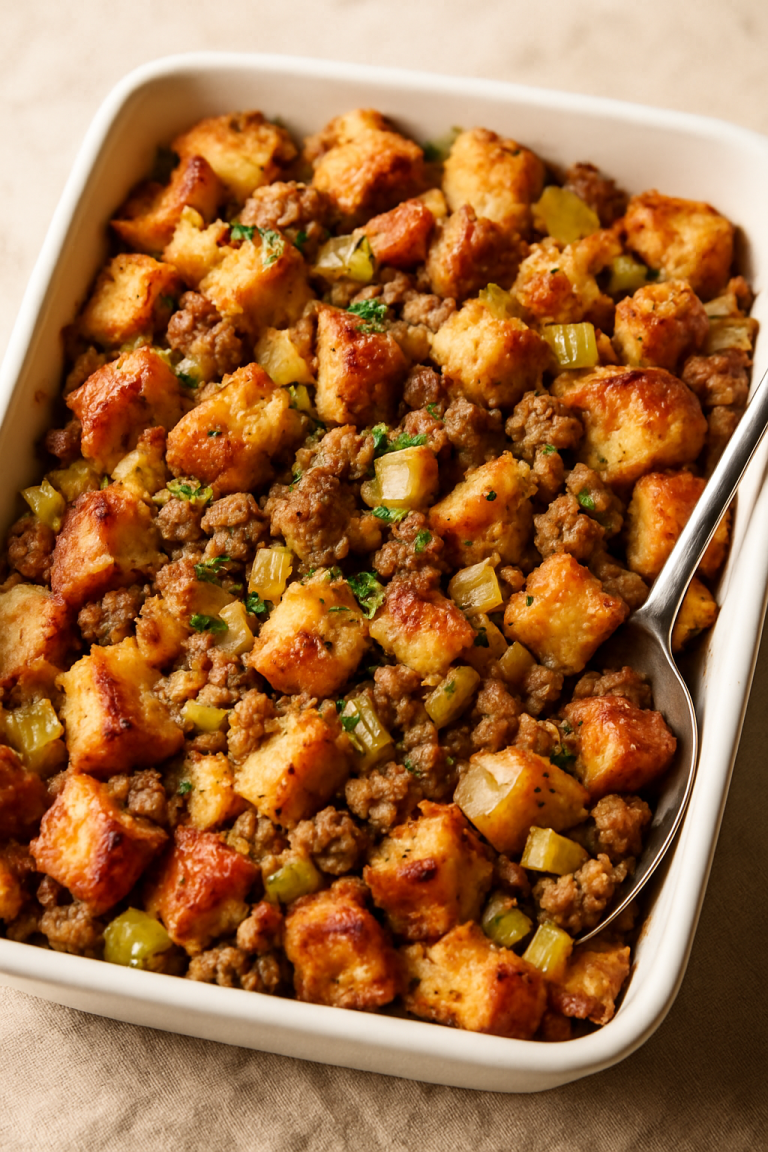 Apple Fritter Bread Stuffing with Sausage Recipe for Thanksgiving